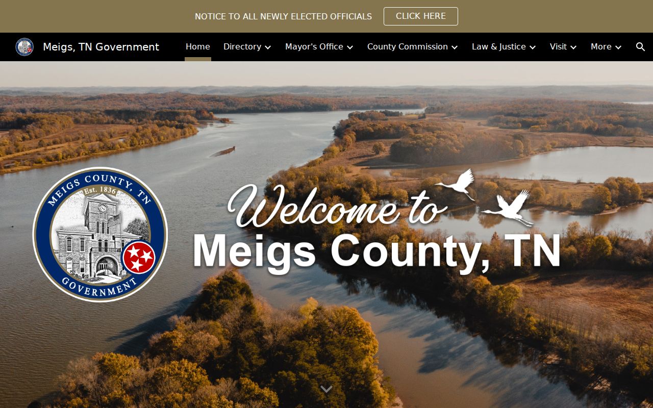Meigs County warrant search source, county government and courthouse page