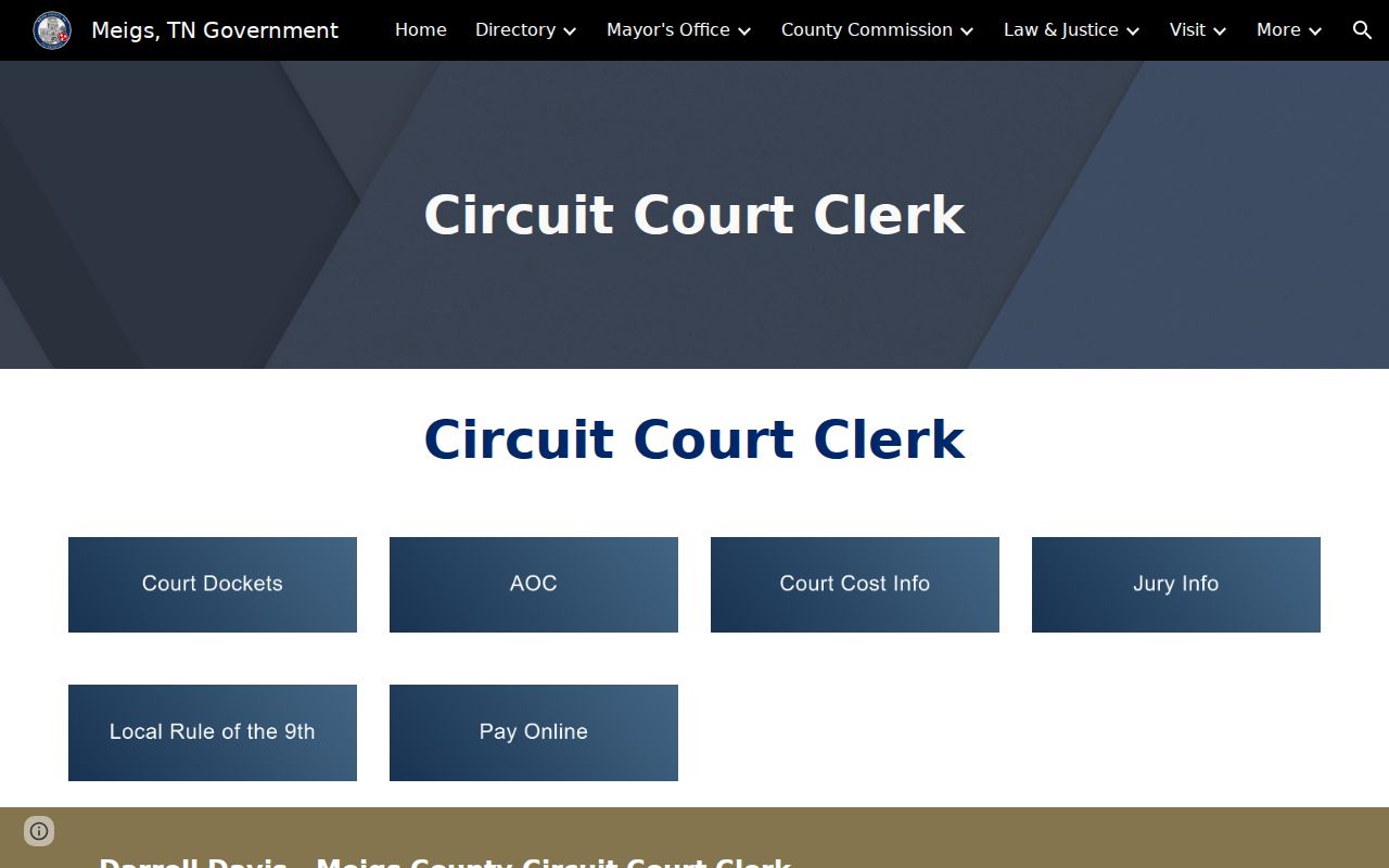 Meigs County warrant search source, Circuit Court Clerk office