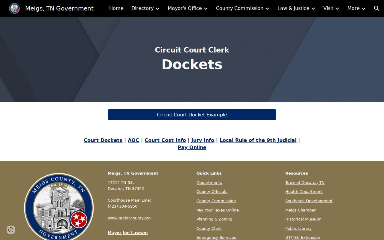 Meigs County warrant search source, local court docket resources