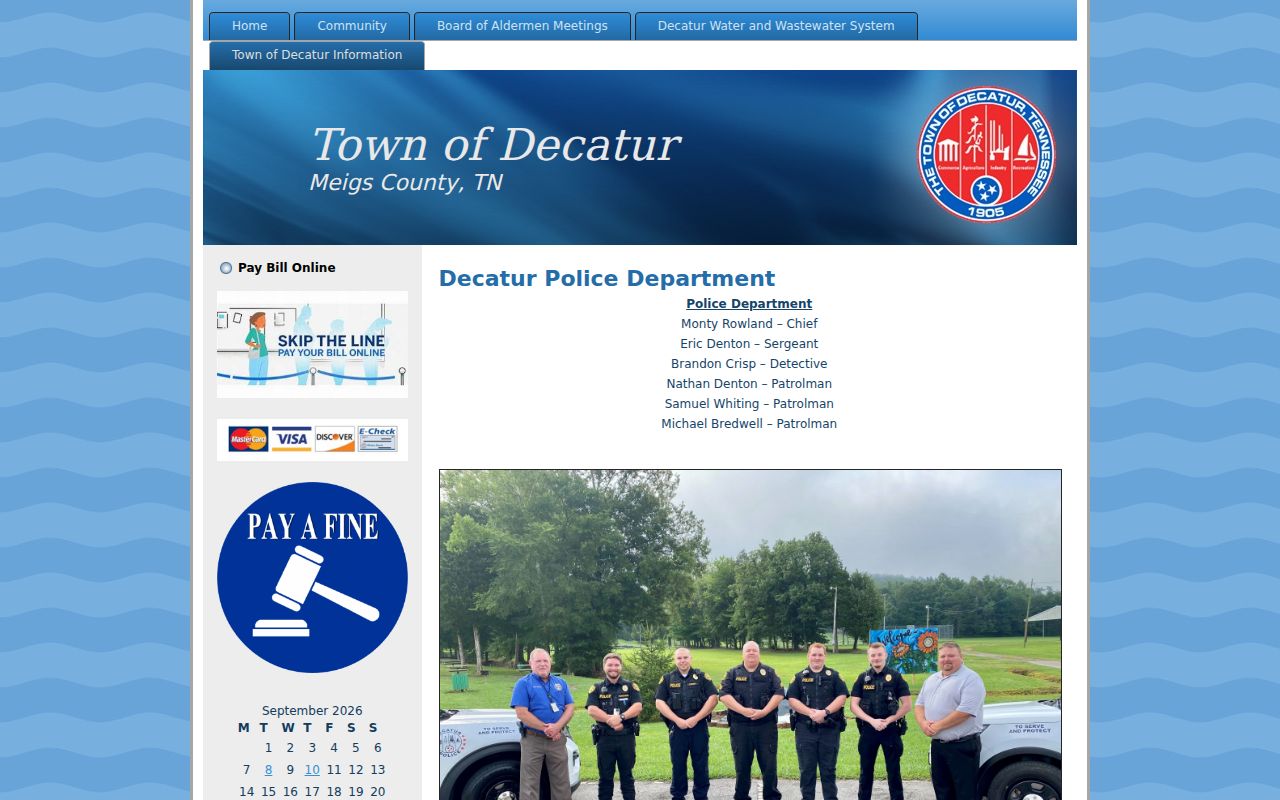 Meigs County Decatur warrant records source, Town Police Department page
