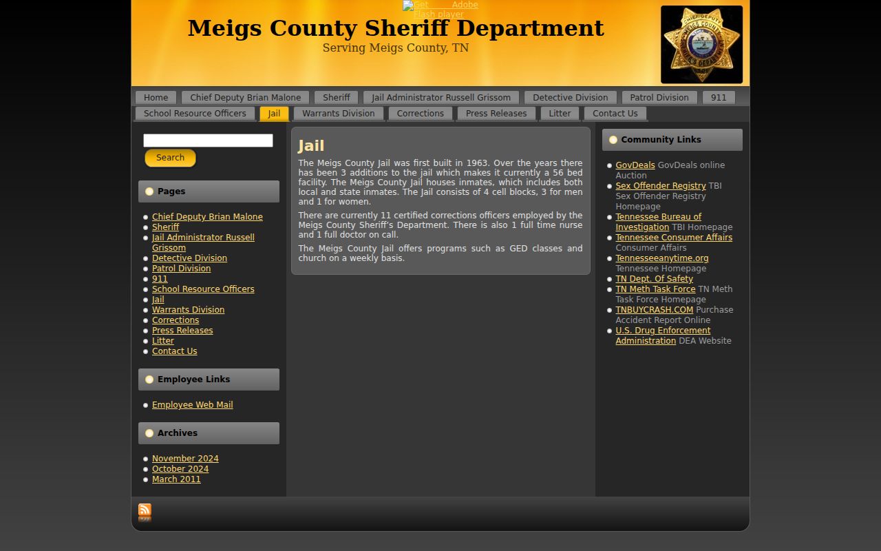 Meigs County warrant records source, official jail information